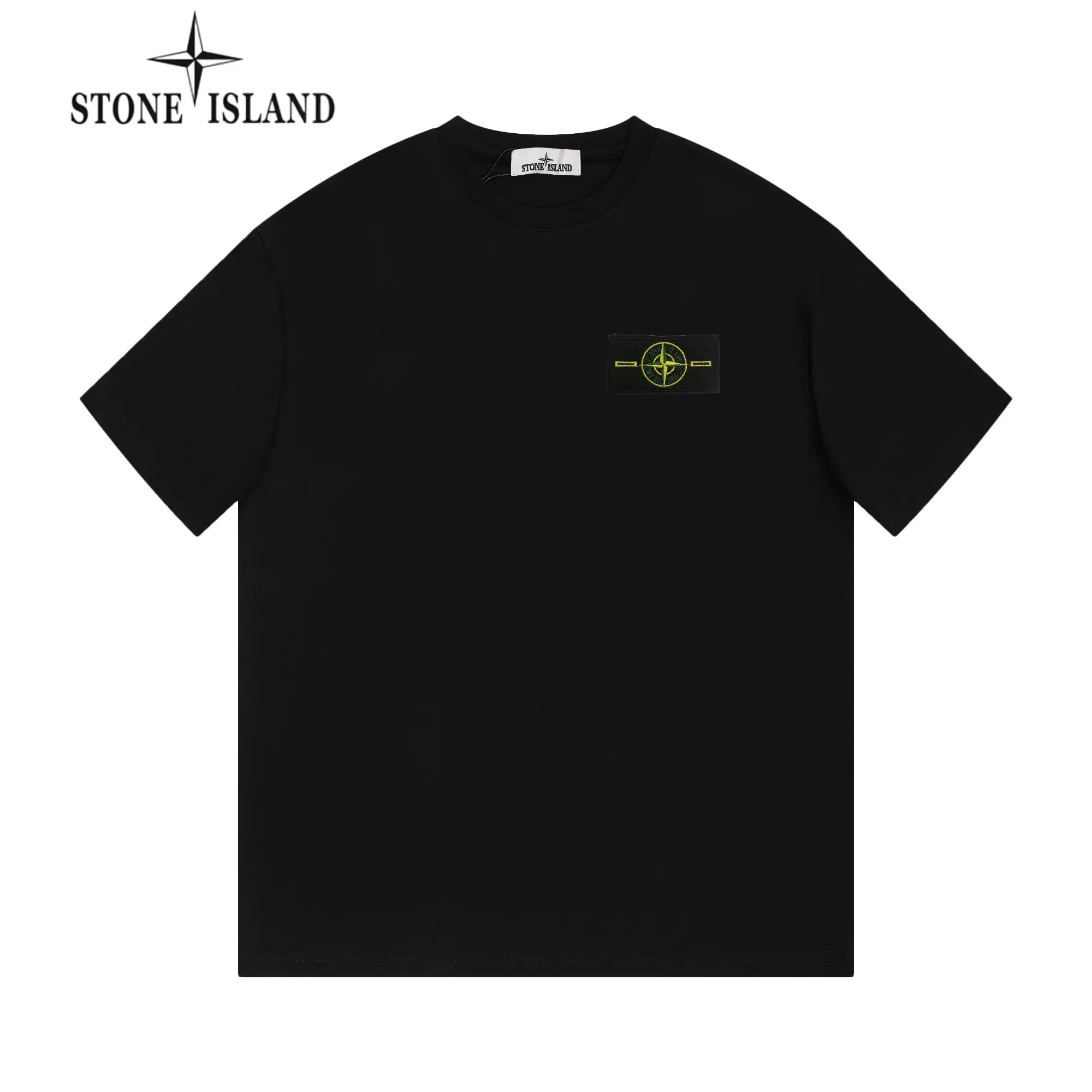 P150 STONE ISLAND Stone Island solid color logo, available at the counter, original order, fashionable and casual round neck short-sleeved T-shirt, the upper body is very unique! Eye-catching and bright, imported original fabric, 🪡 craft letter pattern decorated logo, simple yet fashionable, classic atmosphere, comfortable and breathable, handsome and stylish upper body, 2️⃣ recommended colors, size: S-2XL